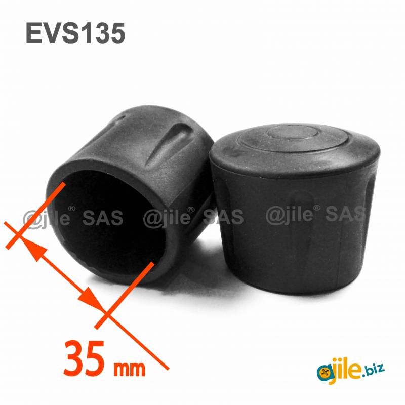 NOIR EVR135-M 35 mm Embout enveloppant rond pour tubes de diam 4 pièces ajile 