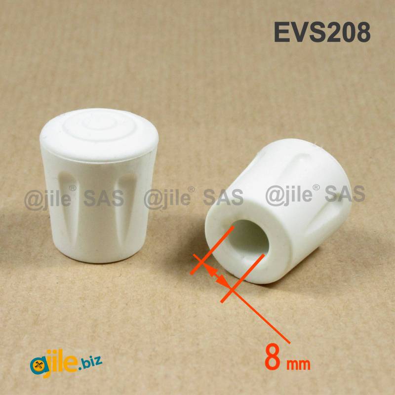 Verstärkte Fußkappe aus WEISSEM vulkanisiertem Gummi für Rohrfüße - Rohrdurchmesser 8 mm - Ajile