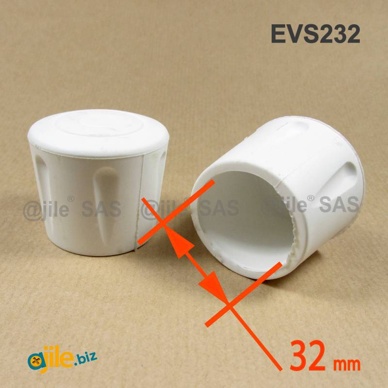 Embout Enveloppant Renforcé Caoutchouc Vulcanisé BLANC pour pied - tube de diamètre 32 mm - Ajile