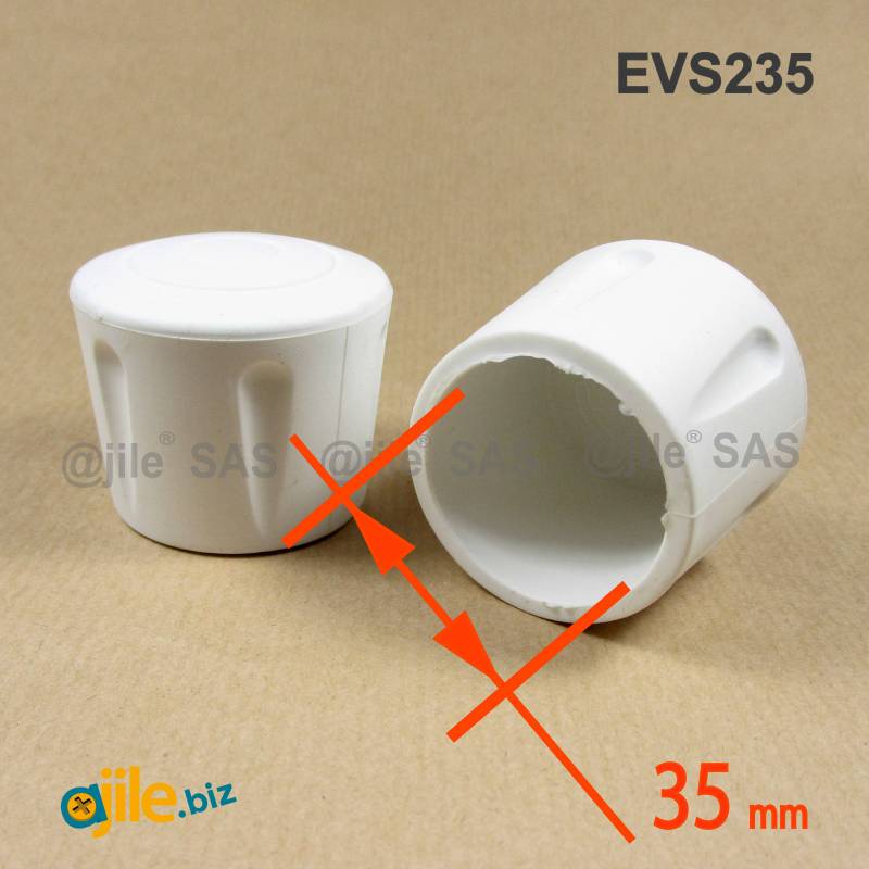Embout Enveloppant Renforcé Caoutchouc Vulcanisé BLANC pour pied - tube de diamètre 35 mm - Ajile