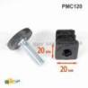 Justier- und Nivellierset für 20x20 mm Quadratrohr mit 25 mm Durchmesser Kunststoff Fußplatte - Kit Nivellierfuss - nivellierf