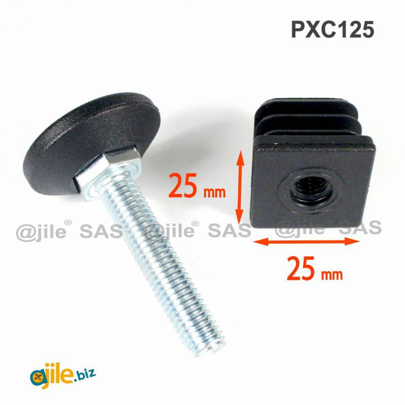 Adjustment / Leveling Kit for 25x25 mm Tube with a 38 mm diameter Plastic Base Foot - Ajile