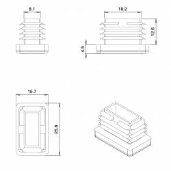 Inserto Rettangolare di Plastica a Lamelle NERO per tubi di dimensioni 25x15 mm con spessore 1,0-2,5 mm - Ajile 2