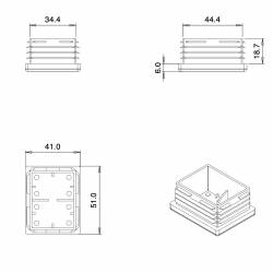 Inserto Rettangolare di Plastica a Lamelle NERO per tubi di dimensioni 50x40 mm con spessore 1,0-3,0 mm - Ajile 2