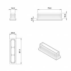 Rectangular Plastic Insert for 80x20 mm Tube Dimension and 1,0-4,0 mm Thickness BLACK - Ajile 2