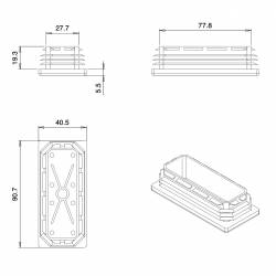 Rectangular Plastic Insert for 90x40 mm Tube Dimension and 3,0-5,0 mm Thickness BLACK - Ajile 2