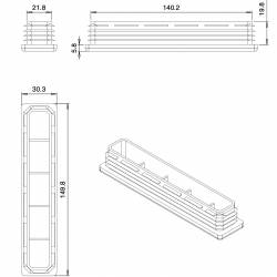Kunststoff Lamellen-Stopfen für Rechteckrohre mit 150x30 mm Aussenmass und 1,5-3,0 mm Dicke - SCHWARZ - Ajile 2
