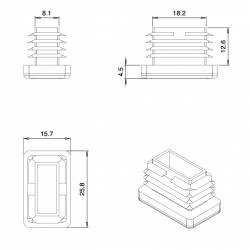 Rectangular Plastic Insert for 25x15 mm Tube Dimension and 1.0-2.5 mm Thickness WHITE - Ajile 2