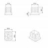 Rectangular Plastic Insert for 30x25 mm Tube Dimension and 1.0-2.5 mm Thickness WHITE - Rectangle Insert White - rectangul