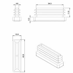 Rectangular Plastic Insert for 40x10 mm Tube Dimension and 1.0-2.5 mm Thickness WHITE - Ajile 2