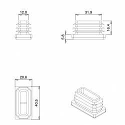 Rectangular Plastic Insert for 40x20 mm Tube Dimension and 1.0-3.0 mm Thickness WHITE - Ajile 2