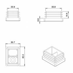 Rectangular Plastic Insert for 40x30 mm Tube Dimension and 1,0-2,75 mm Thickness WHITE - Ajile 2