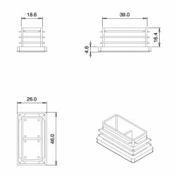 Rectangular Plastic Insert for 45x25 mm Tube Dimension and 1,0-2,5 mm Thickness WHITE - Ajile 2