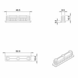 Rectangular Plastic Insert for 50x10 mm Tube Dimension and 1,0-2,0 mm Thickness WHITE - Ajile 2