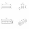 Rectangular Plastic Insert for 70x20 mm Tube Dimension and 1,0-2,5 mm Thickness WHITE - Rectangle Insert White - rectangul