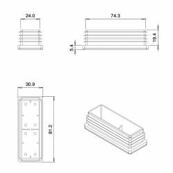 Rectangular Plastic Insert for 80x30 mm Tube Dimension and 1,0-2,75 mm Thickness WHITE - Ajile 2