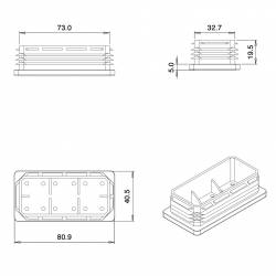 Rectangular Plastic Insert for 80x40 mm Tube Dimension and 1,0-3,0 mm Thickness WHITE - Ajile 2