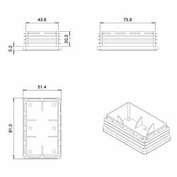 Rectangular Plastic Insert for 80x50 mm Tube Dimension and 1,0-2,5 mm Thickness WHITE - Ajile 2