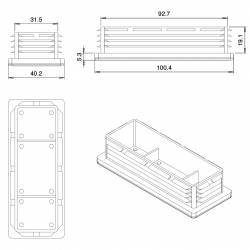 Rectangular Plastic Insert for 100x40 mm Tube Dimension and 1,0-3,0 mm Thickness WHITE - Ajile 2