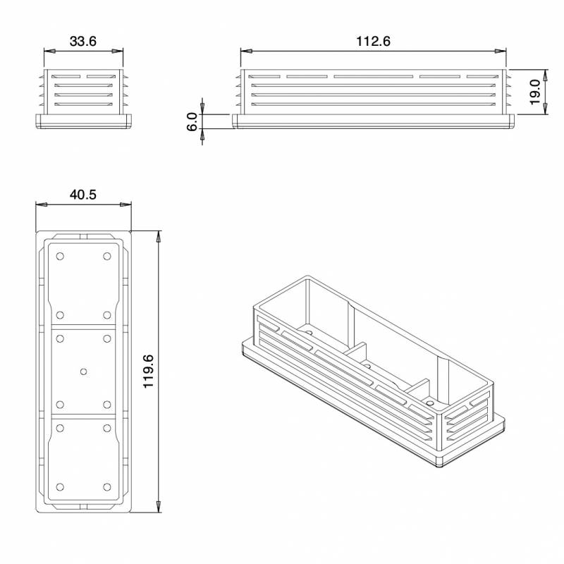Kunststoff Lamellen-Stopfen für Rechteckrohre mit 120x40 mm Aussenmass und 1,0-3,0 mm Dicke - WEISS - Rechteckstopfen Weiss -