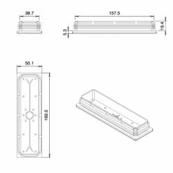 Kunststoff Lamellen-Stopfen für Rechteckrohre mit 170x50 mm Aussenmass und 2,0-4,0 mm Dicke - WEISS - Ajile 2