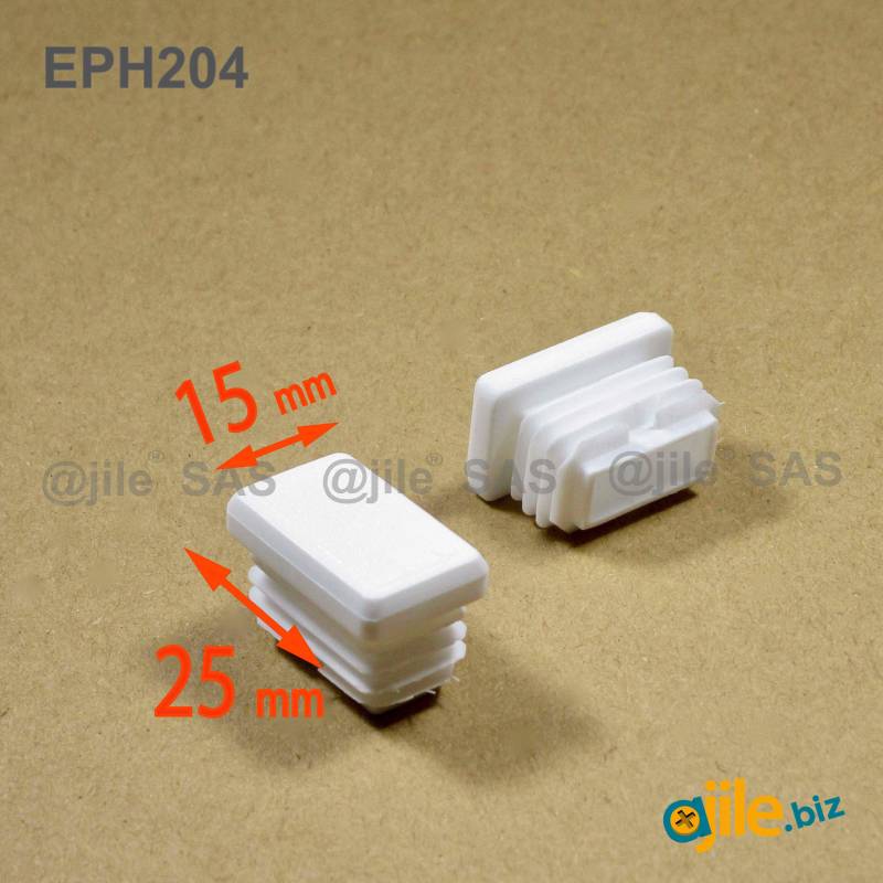 Rectangular Plastic Insert for 25x15 mm Tube Dimension and 1.0-2.5 mm Thickness WHITE - Ajile