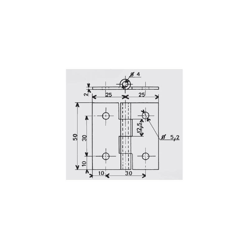 Square 50 x 50 mm Screw-on Zinc-plated Steel Hinge - hinges - door accessories - hook-framing - ajile