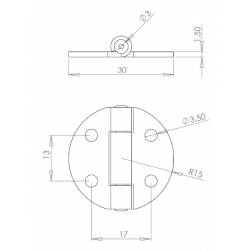 Runde Weiss Verzinktes Stahl-Scharnier 30 mm Durchmesser zum Anschrauben - Ajile 2