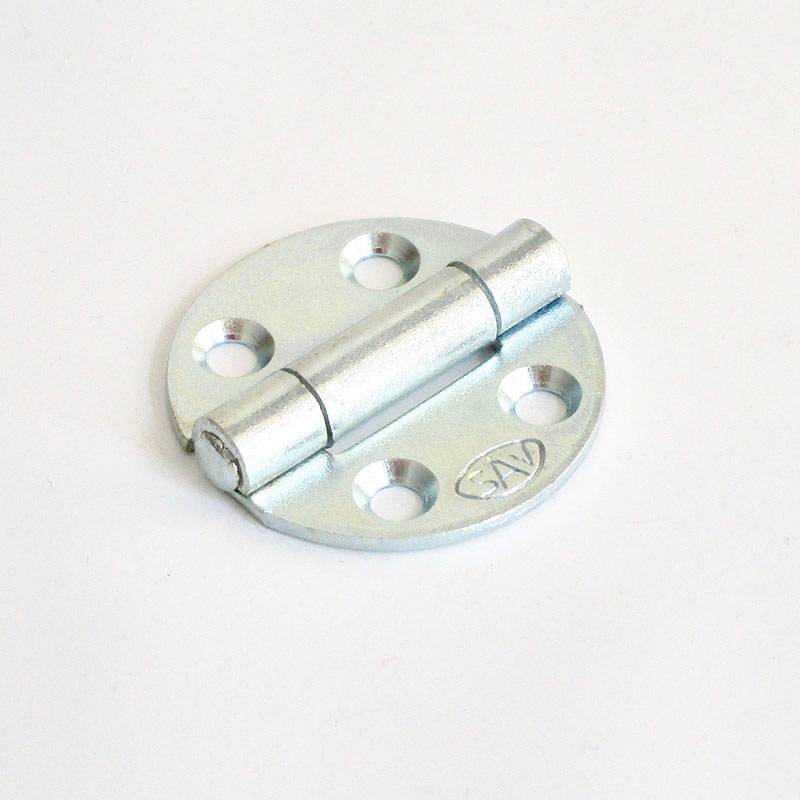 Charnière Acier Zingué Blanc Ronde Diamètre 30 mm Fixation par Vis Tête Fraisée crochet - ajile