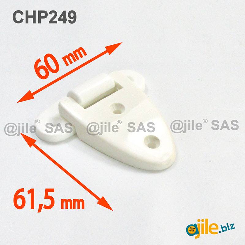 Plastic Screw-on Hinge 60 x 61.5 mm WHITE polyamide - Ajile