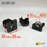 30 x 30 mm Plastic Square Tube Insert with 10 mm (M10) diam. Metal-thread BLACK 10 mm (M10) - threaded square insert - ajile