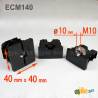 Tappo Quadro di Plastica NERO per Tubolari 40 x 40 mm con Filettatura in Metallo diam. 10 mm (M10) 10 mm (M10) - ajile