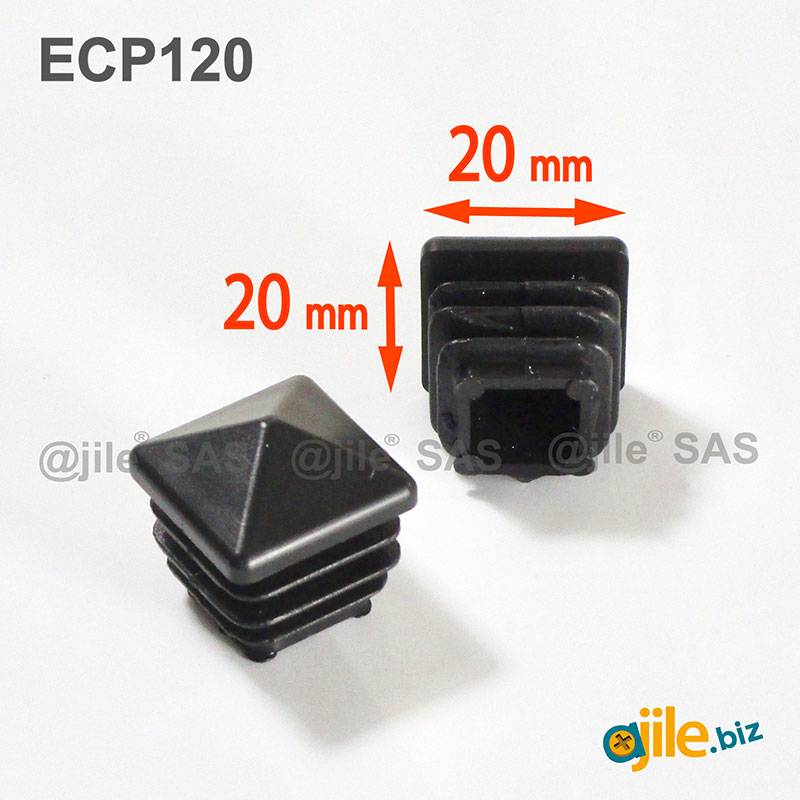 20 x 20 mm Plastic Black Pyramid Plug Insert for Square Tubes and Fencing Posts - Ajile