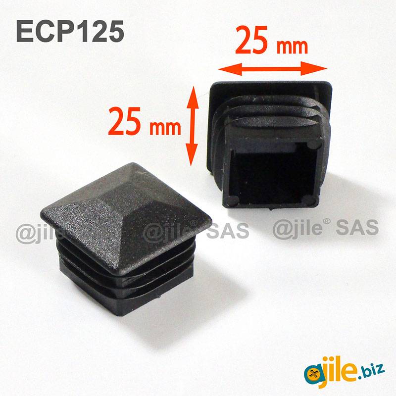 25 x 25 mm Plastic Black Pyramid Plug Insert for Square Tubes and Fencing Posts - Ajile