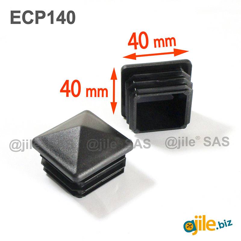 40 x 40 mm Plastic Black Pyramid Plug Insert for Square Tubes and Fencing Posts - Ajile