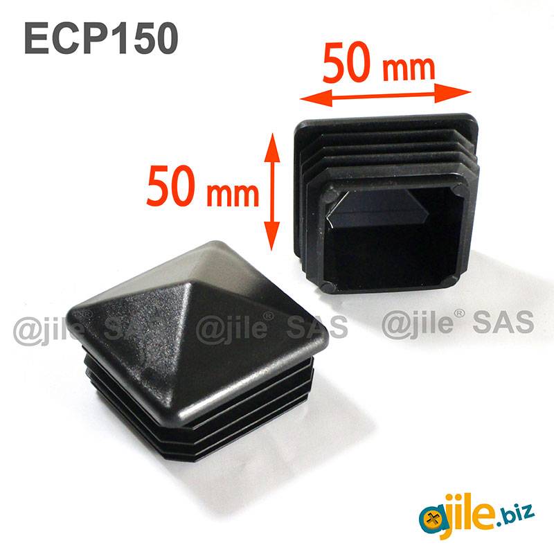 50 x 50 mm Plastic Black Pyramid Plug Insert for Square Tubes and Fencing Posts - Ajile