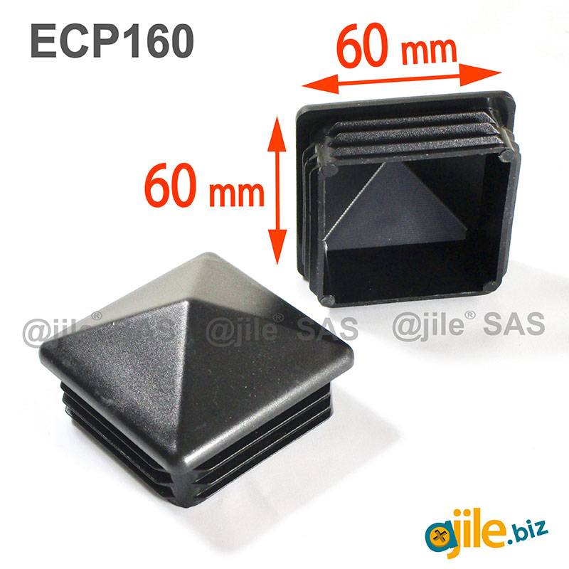 60 x 60 mm Plastic Black Pyramid Plug Insert for Square Tubes and Fencing Posts - Ajile