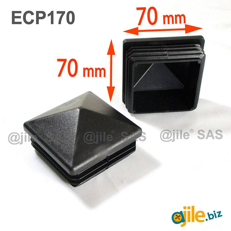 70 x 70 mm Plastic Black Pyramid Plug Insert for Square Tubes and Fencing Posts - Ajile