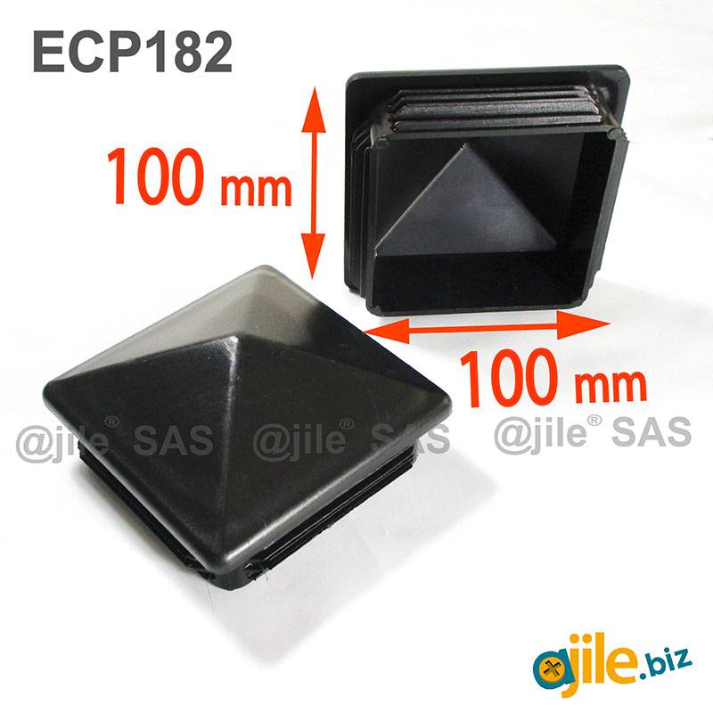 100 x 100 mm Plastic Black Pyramid Plug Insert for Square Tubes and Fencing Posts - Ajile