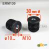 Tappo Tondo di Plastica NERO per Tubolari di Diametro 30 mm con Filettatura in Metallo diam. 10 mm (M10) 10 mm (M10) - ajile