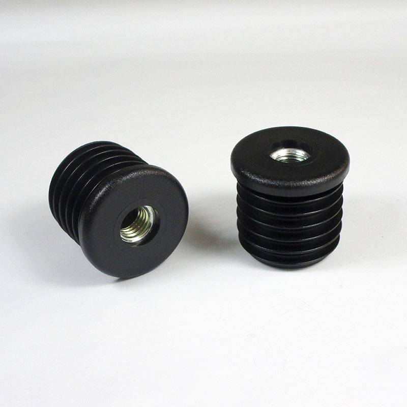 Tappo Tondo di Plastica NERO per Tubolari di Diametro 32 mm con Filettatura in Metallo diam. 10 mm (M10) 10 mm (M10) - ajile