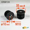Tappo Tondo di Plastica NERO per Tubolari di Diametro 35 mm con Filettatura in Metallo diam. 10 mm (M10) 10 mm (M10) - ajile