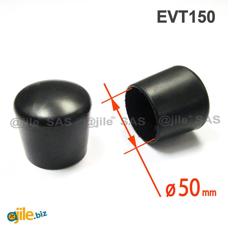 50 Black Rubber End Caps PVC round cap thread protector for bolt ends 
