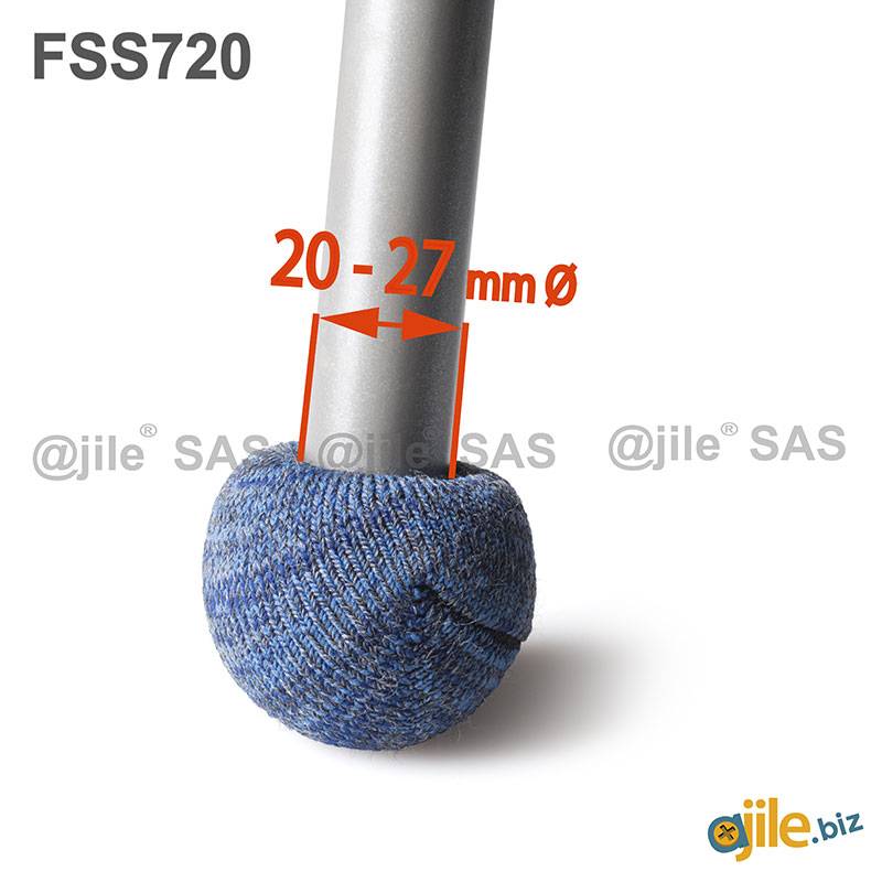 Silent Padded Ferrule Furniture Sock in Cobalt BLUE Reinforced Felt for 20 to 27 mm Diameter Chair Legs - Ajile