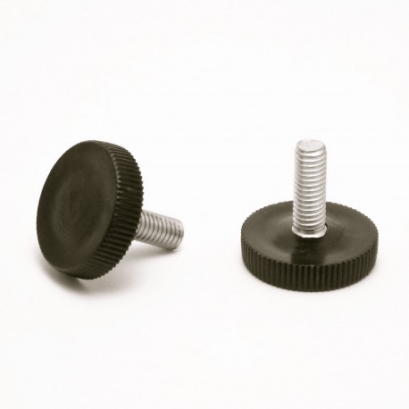 M6 L 17 mm Knurled adjustable foot - Zinc plated steel with plastic base