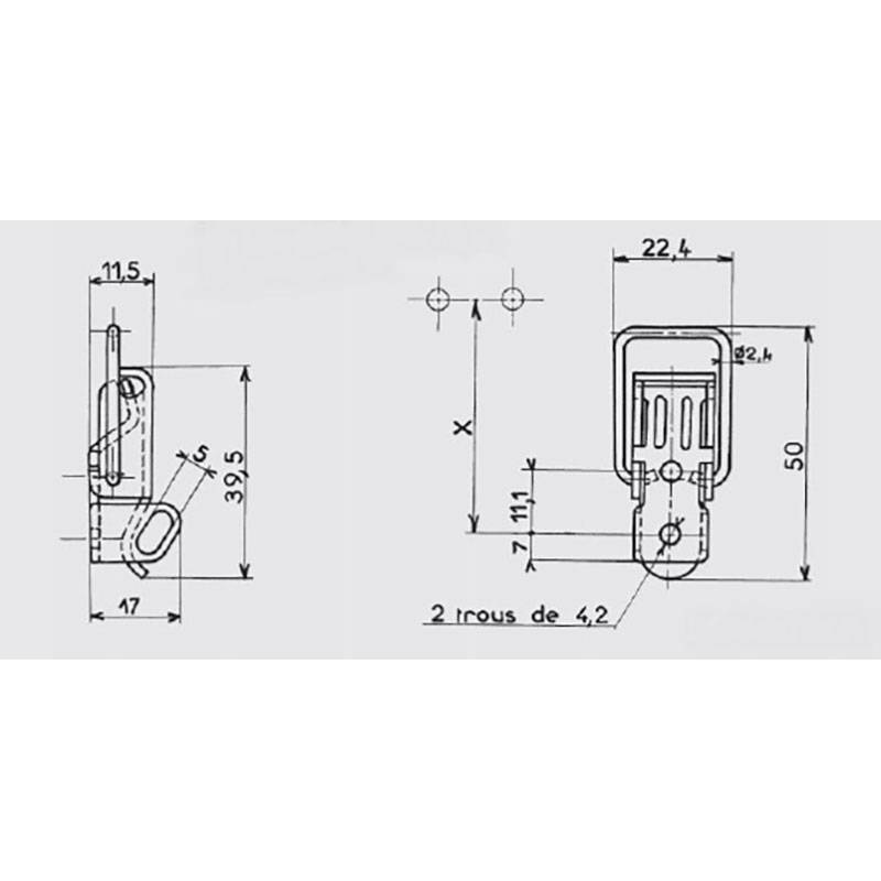 Locking Kit  2 Straight Wire Zinc-plated Loop Latch 22 x 50 mm with Keeper - SMALL - door accessories - hook-framing - ajile