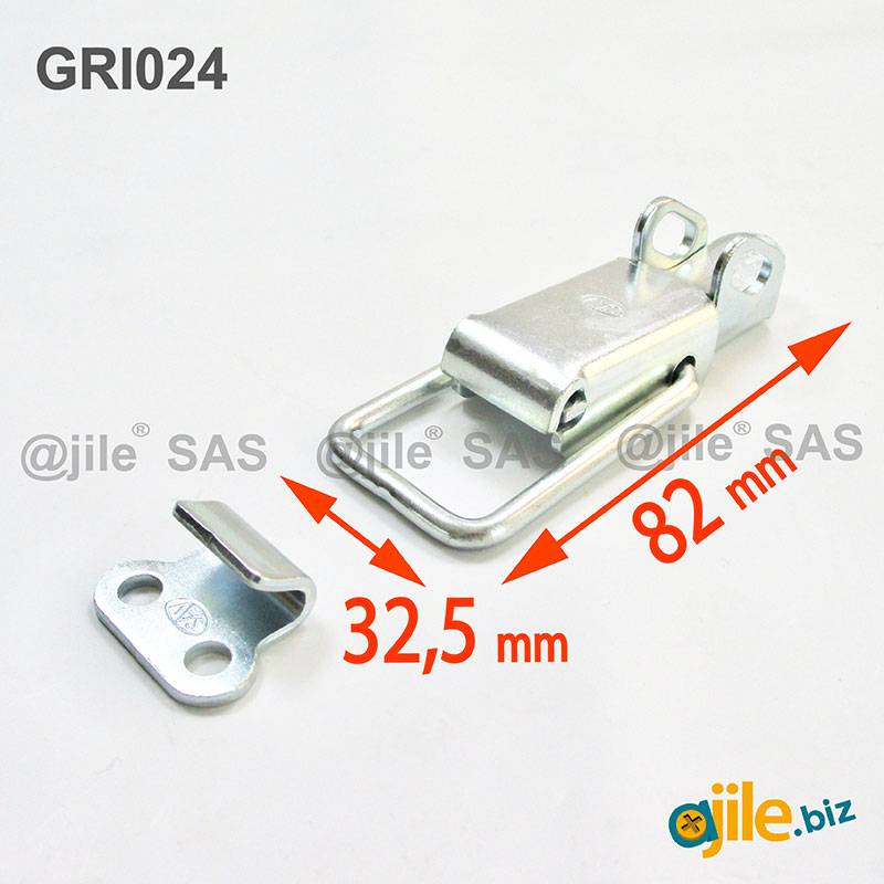 32.5 x 82 mm Straight Wire White Zinc-plated Pad Lockable Loop Latch with Keeper - MEDIUM - Ajile