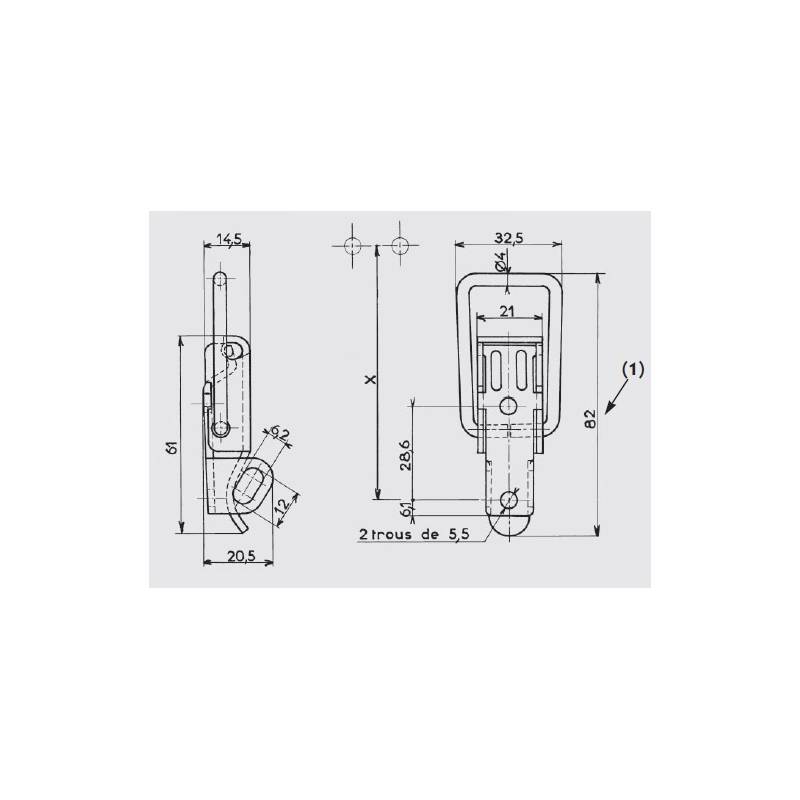 32.5 x 82 mm Straight Wire White Zinc-plated Pad Lockable Loop Latch with Keeper - MEDIUM - hook-framing - ajile