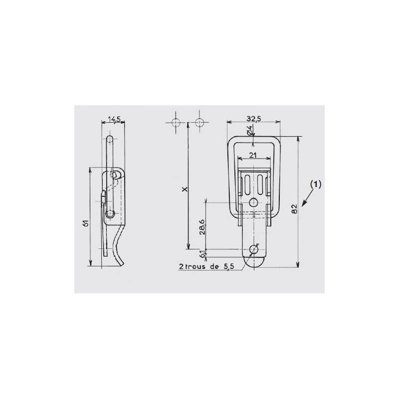 Locking Kit  2 Straight Wire Zinc-plated Loop Latch 32.5 x 82 mm with Keeper - MEDIUM - hook-framing - ajile