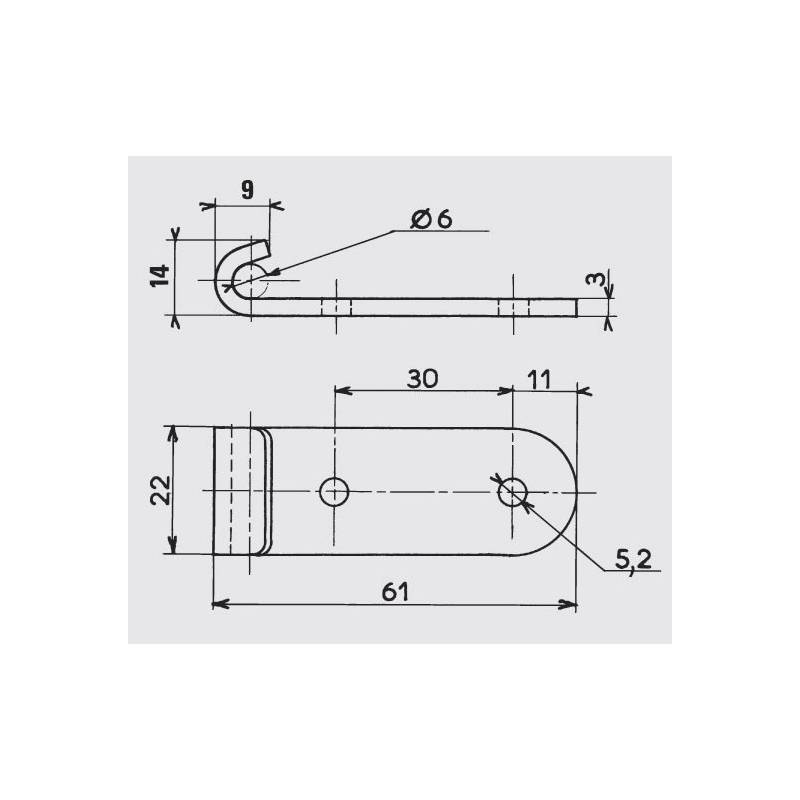 40 x 90 mm Straight Wire White Zinc-plated Pad Lockable Loop Latch with Keeper - LARGE - hook-framing - ajile